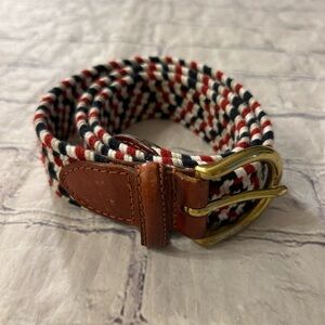 TALBOTS GENUINE LEATHER MADE IN TAWAIN WOMENS BELT MULTIPLE BRAIDED STRETCH S